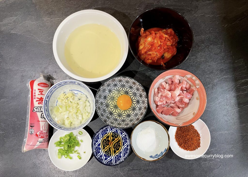 ингредиенты для супа с мягким тофу