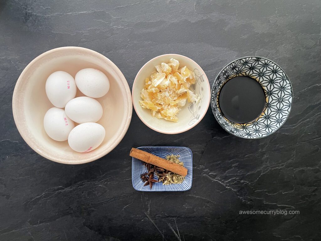 ингредиенты для приготовления яиц в сладком соевом соусе